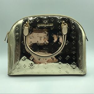 NWT Michael Kors Emmy Large Dome Satchel In Gold